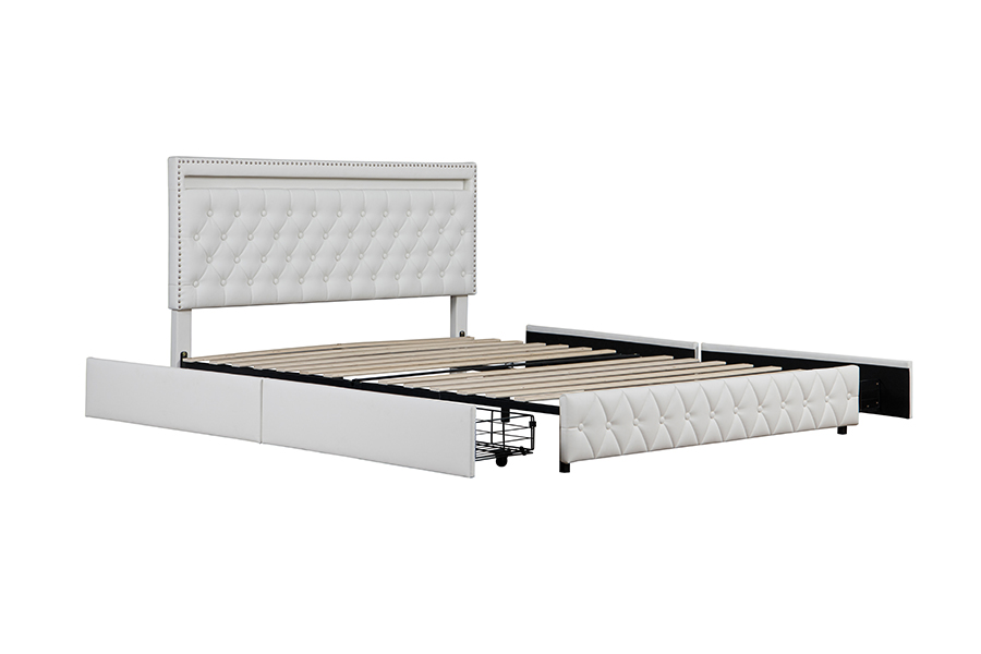 4471-1-3D Draers Storage قاب تخت خواب روشنایی هوشمند محیطی