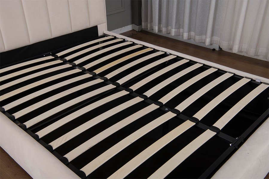 5033-1G ذخیره سازی هیدرولیک قاب تخت خواب وبهلسترد ال ای دی مخملی بژ نرم مدرن