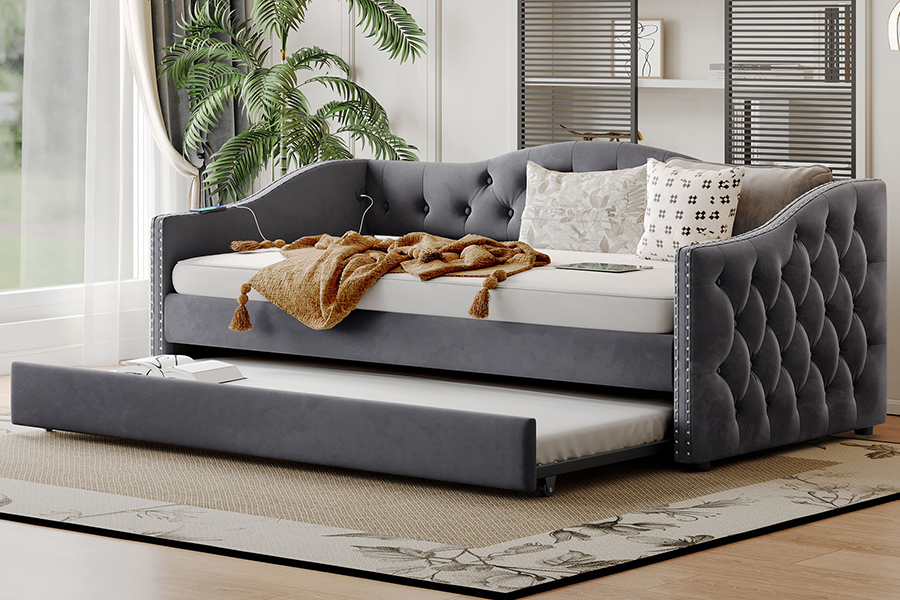 تخت خواب چند منظوره N17 عملکرد ذخیره سازی مبل تخت خواب شو Trundle