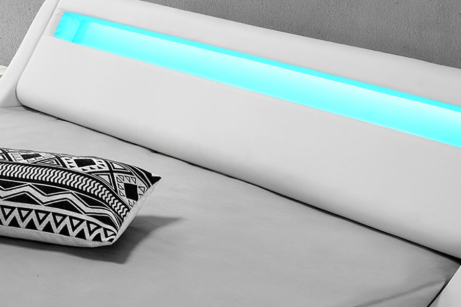 1137-1 قاب تخت خواب چرمی کینگ ذخیره سازی هوشمند LED
