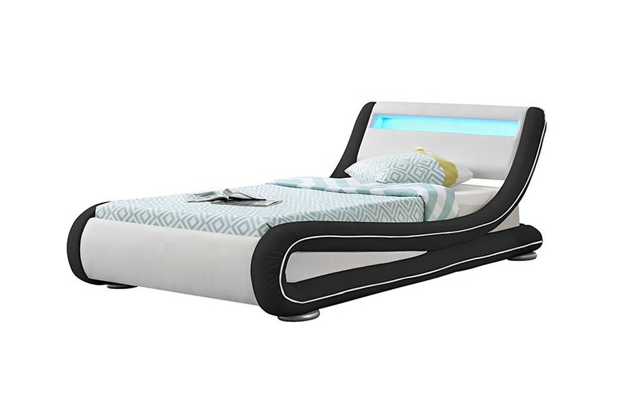 1137-1 قاب تخت خواب چرمی کینگ ذخیره سازی هوشمند LED