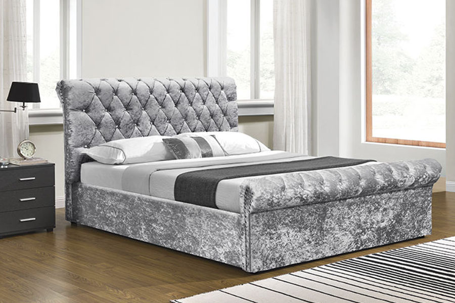 1153G Chesterfield Crushed Velvet Crystal Ottoman Bed Storage Ottoman