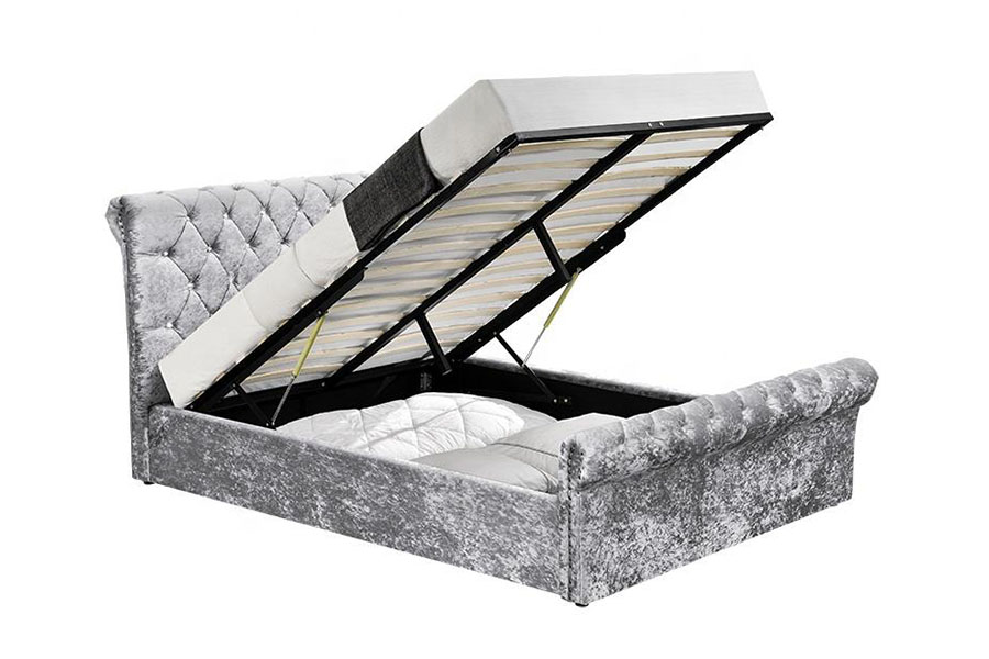 1153G Chesterfield Crushed Velvet Crystal Ottoman Bed Storage Ottoman