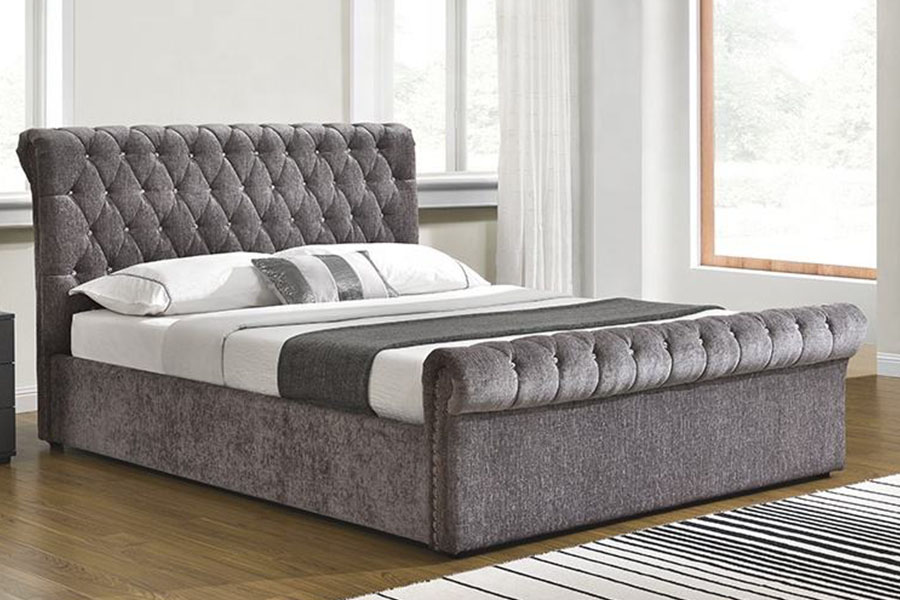 1153G Chesterfield Crushed Velvet Crystal Ottoman Bed Storage Ottoman