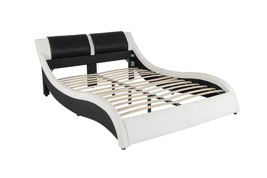 1178-1 Wave-like Frame LED Leather King King تختخواب وبهلسترد