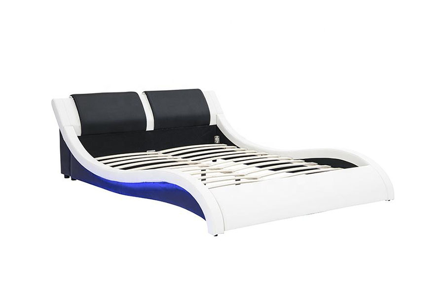 1178-1 Wave-like Frame LED Leather King King تختخواب وبهلسترد