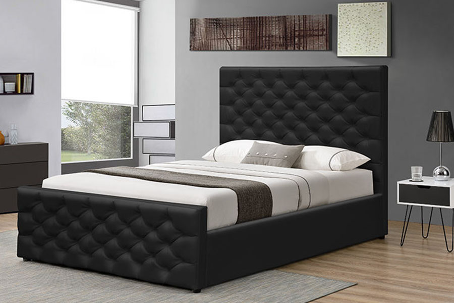 قاب تخت خواب 1208G Chesterfield Chenille-Velvet Sleigh Ottoman Storage