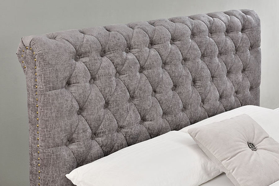 قاب تخت خواب 1208G Chesterfield Chenille-Velvet Sleigh Ottoman Storage