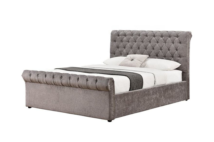 قاب تخت خواب 1208G Chesterfield Chenille-Velvet Sleigh Ottoman Storage