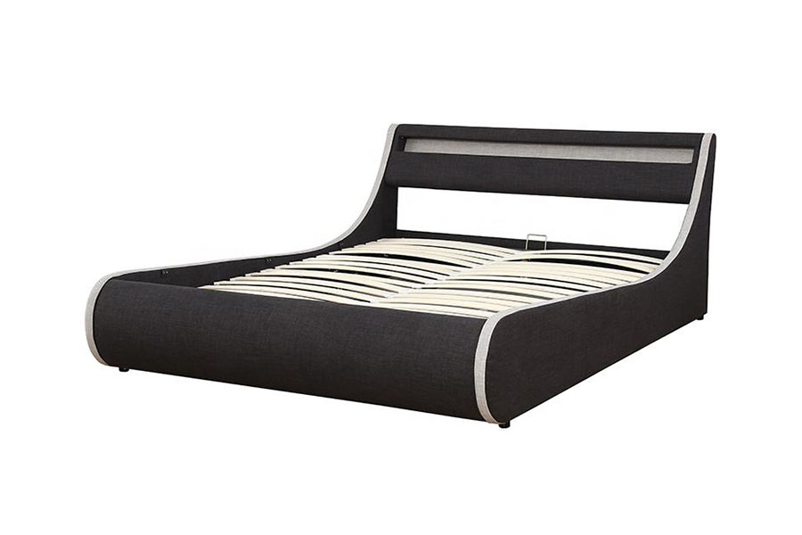 1408-1G کتانی-فابریک نرم قاب چوبی قاب تخت خواب وبهلسترد Ottoman Storage