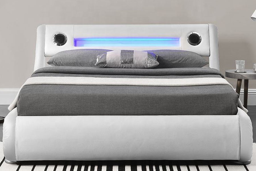 1324-1GS بلندگوی LED زرق و برق دار چرم بالابر گازی قاب تخت روکش دار