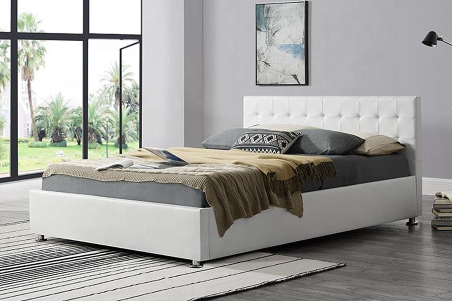 قاب تخت خواب 1405G مشکی Faux-PU چرم داخلی عثمانی تودوزی شده