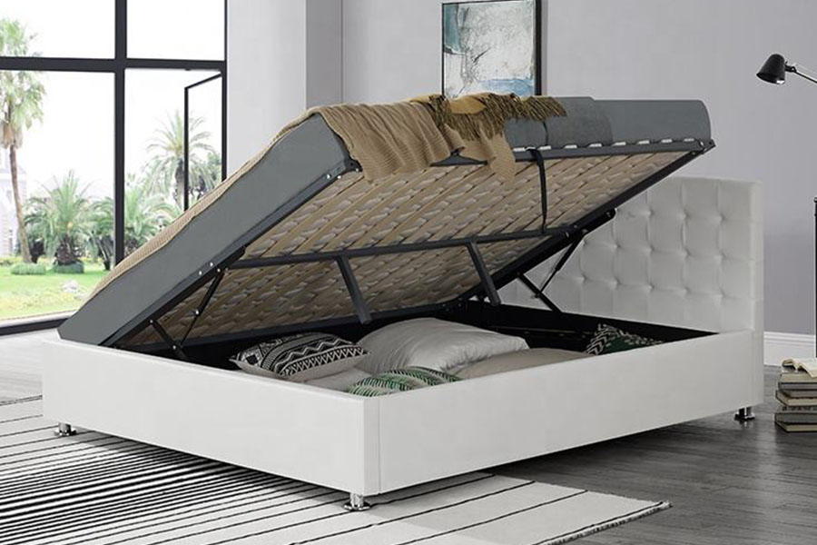 قاب تخت خواب 1405G مشکی Faux-PU چرم داخلی عثمانی تودوزی شده
