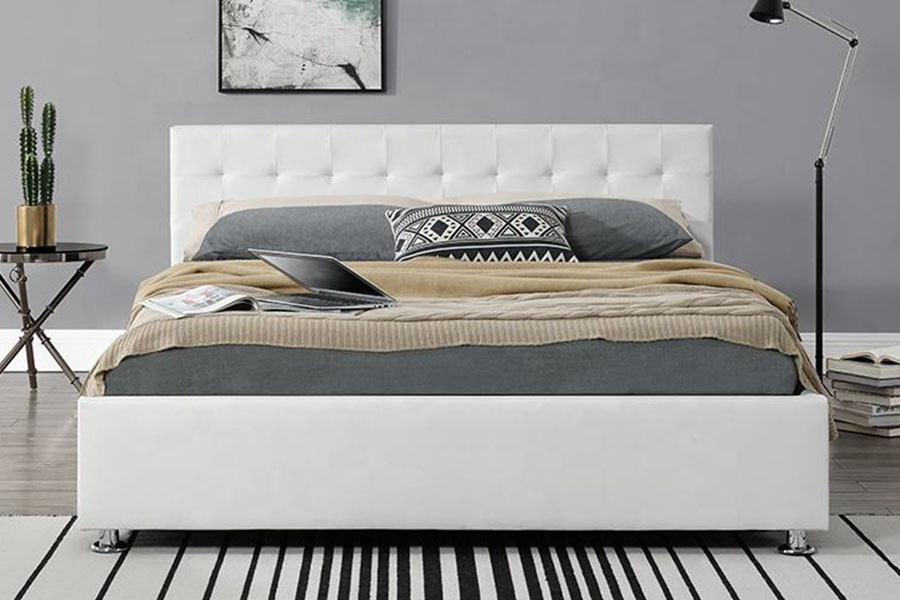 قاب تخت خواب 1405G مشکی Faux-PU چرم داخلی عثمانی تودوزی شده
