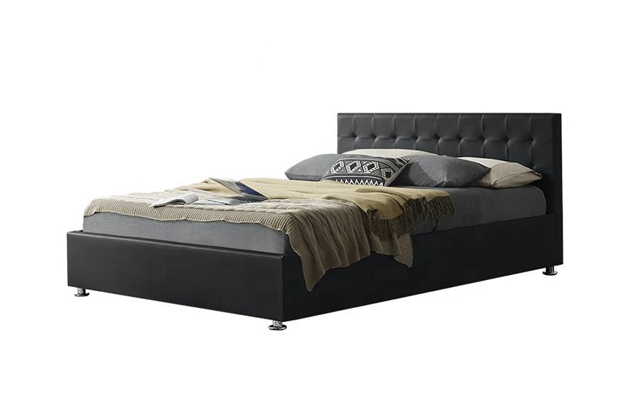 قاب تخت خواب 1405G مشکی Faux-PU چرم داخلی عثمانی تودوزی شده