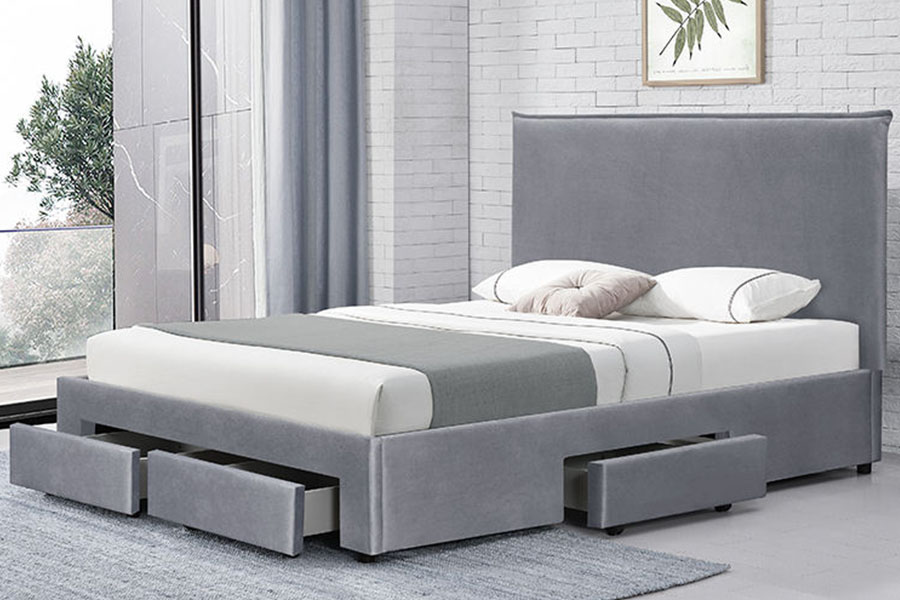 قاب تخت خواب 1243D بدون فنر-PU-چرمی کشو-پایه Queen Storage
