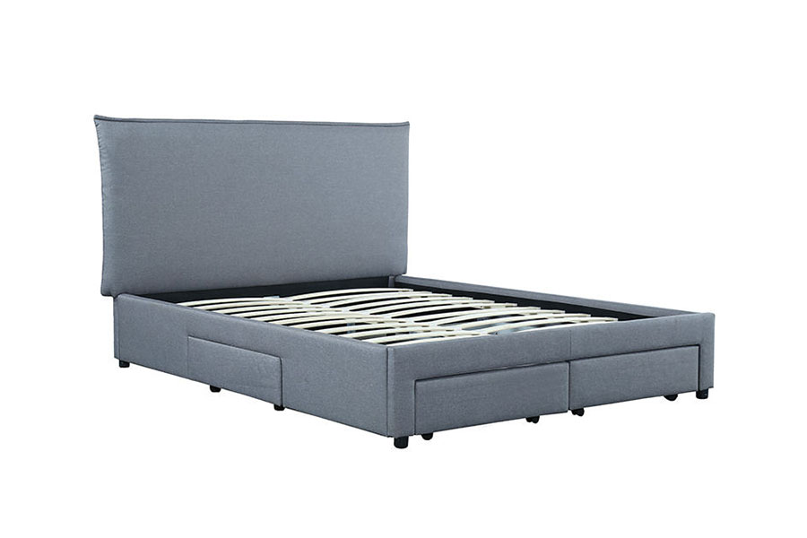قاب تخت خواب 1243D بدون فنر-PU-چرمی کشو-پایه Queen Storage